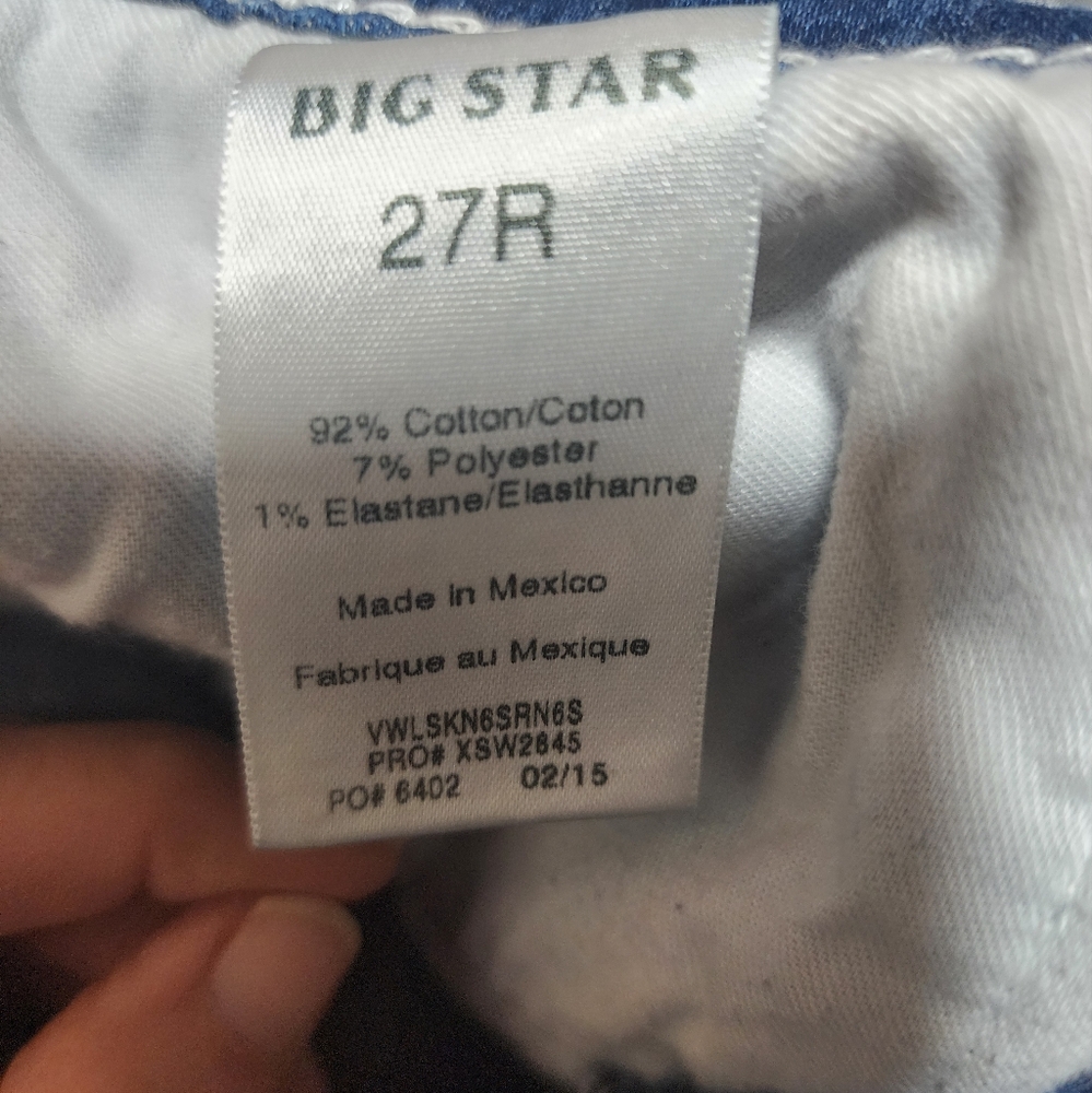 Big Star Liv Skinny Jeans light acid washed color size 27R - Picture 6 of 6